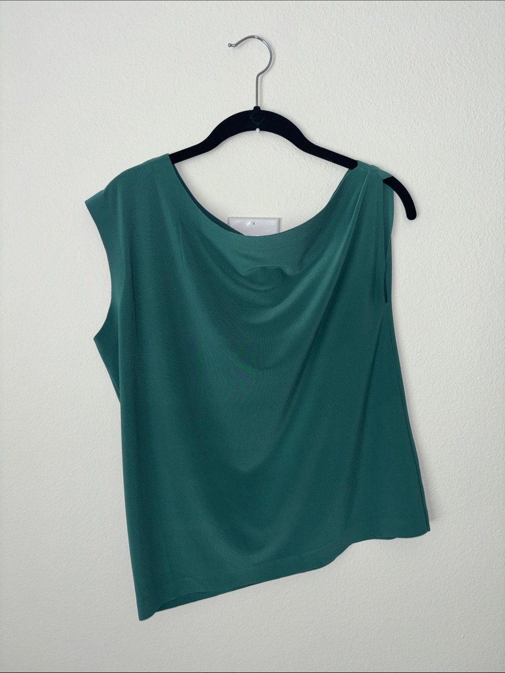 Norma Kamali Teal Cowl Neck Sleeveless Top
